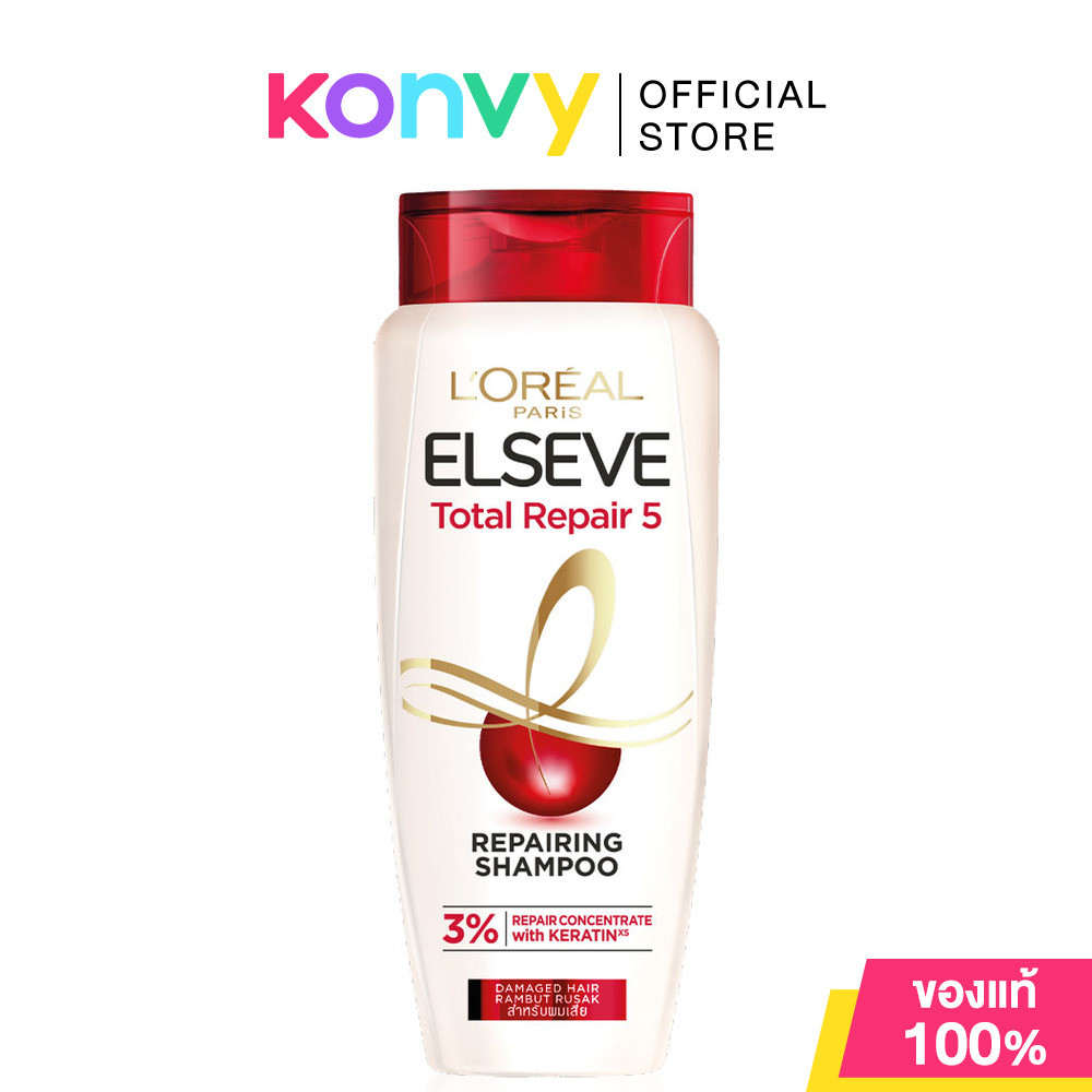 LOreal Paris Elseve Total Repair 5 Repairing Shampoo 280ml ลอรีอัล ปารีส แชมพูสูตรฟื้นบำรุงผมเสียล้ำลึก.