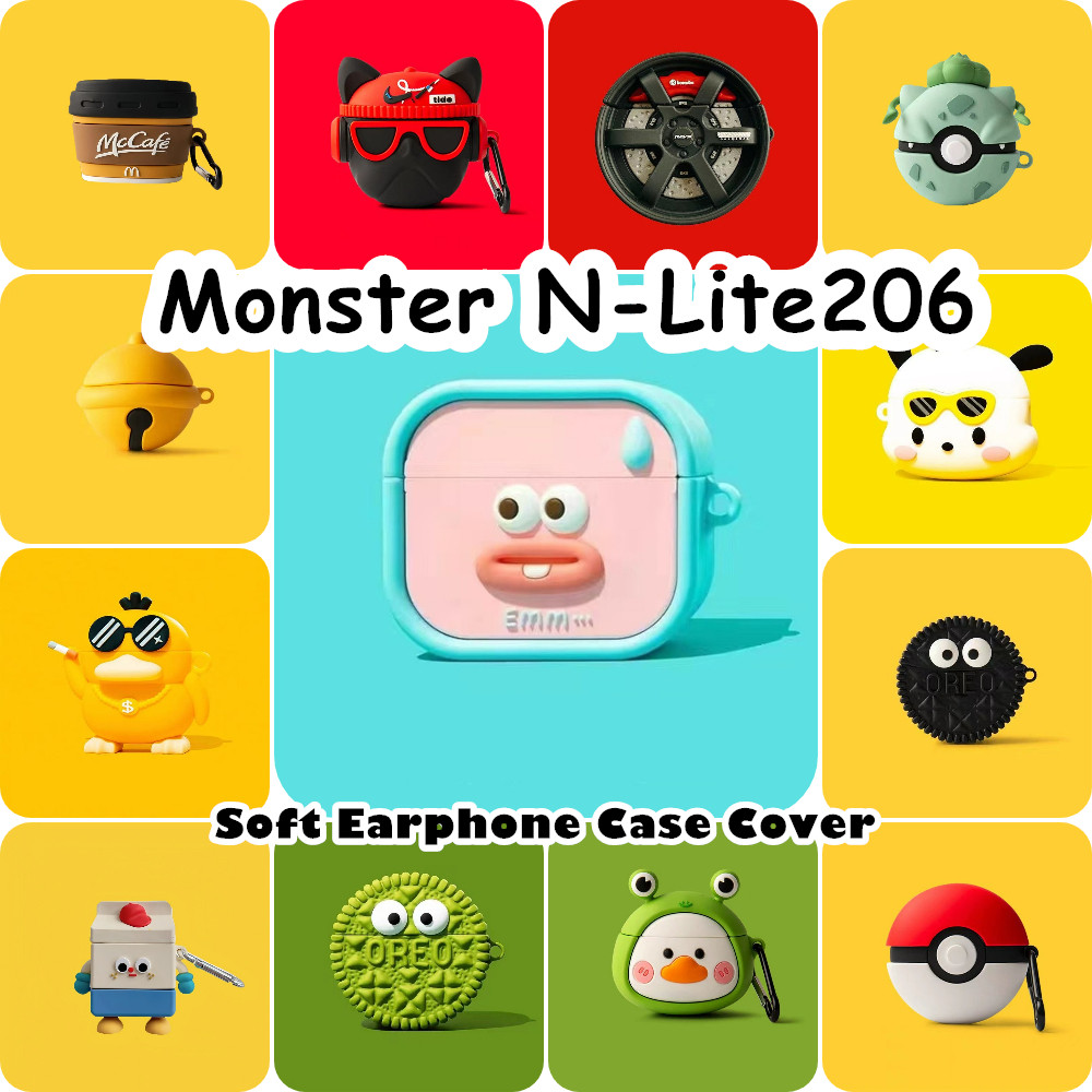 READY STOCK!นําไปใช้กับ Monster N-Lite206 เคส Case เคสหูฟัง การ์ตูนสร้างสรรค์ ซิลิโคนนุ่ม NO.2