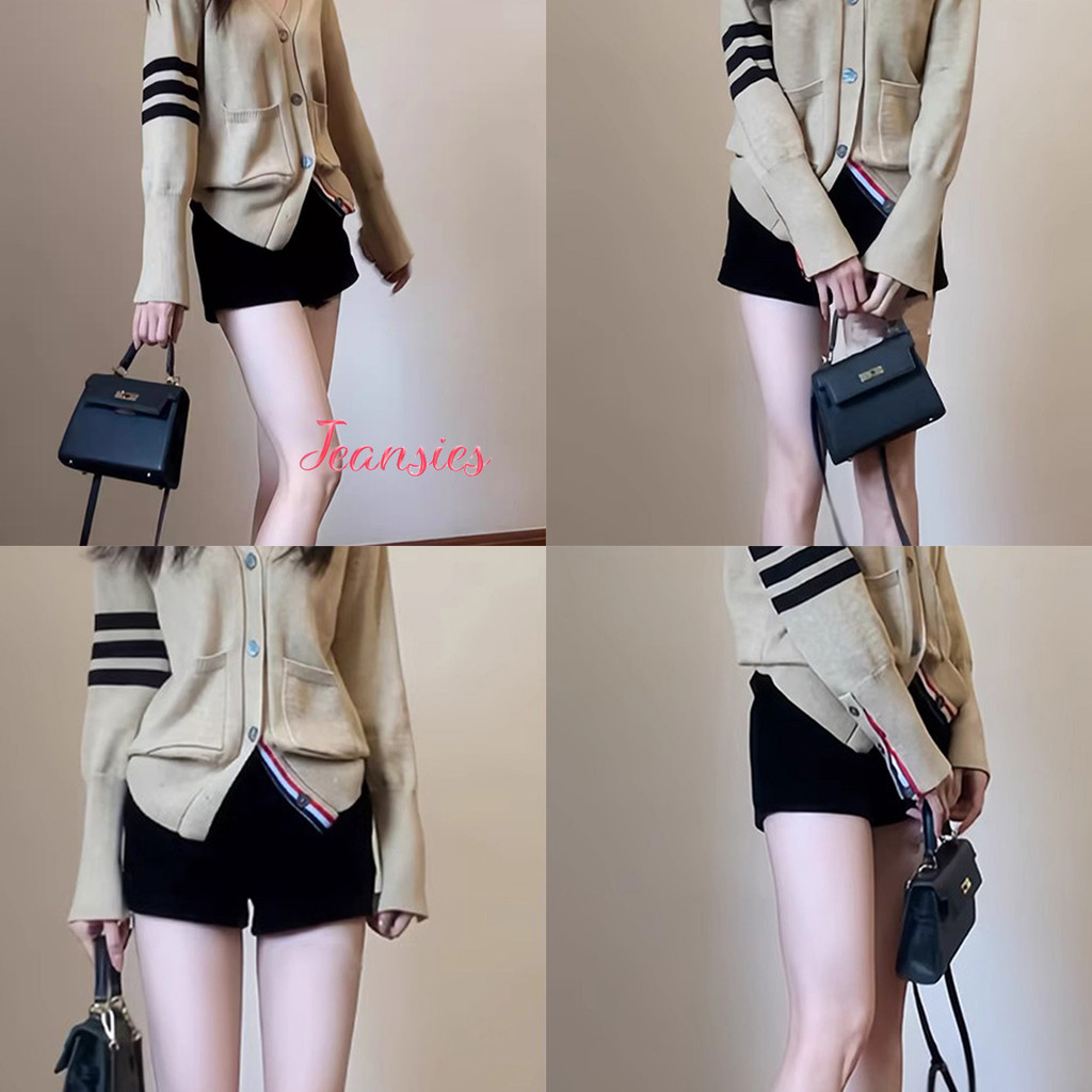กางเกงรัดรูปสีดำ สำหรับสาวตัวเล็ก เอวสูง
