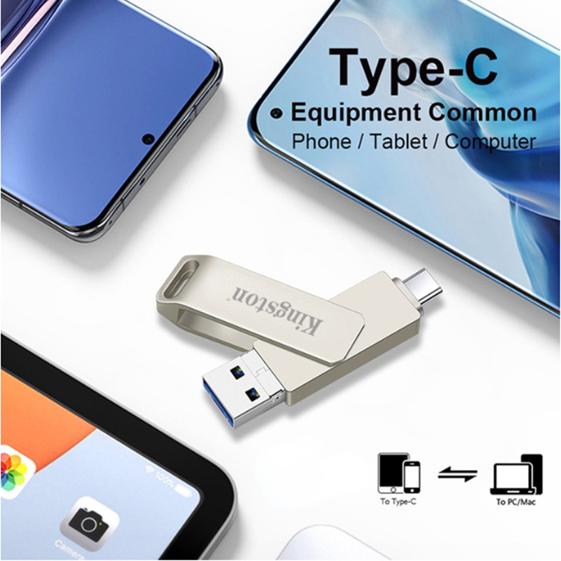 Kingston 1TB 2TB 2 In 1 OTG USB แฟลชไดรฟ์ความเร็วสูง Pendrive Stick พร้อม Type-C U Stick สําหรับโทรศัพท์ Android iPhone15