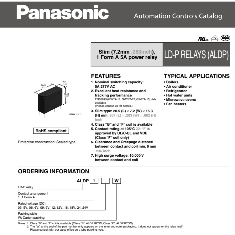 Aldp124 112 105 ALDP124W W 4 Pin 5A 12V 24V 24VDC รีเลย์ Panasonic - รูปที่ 4