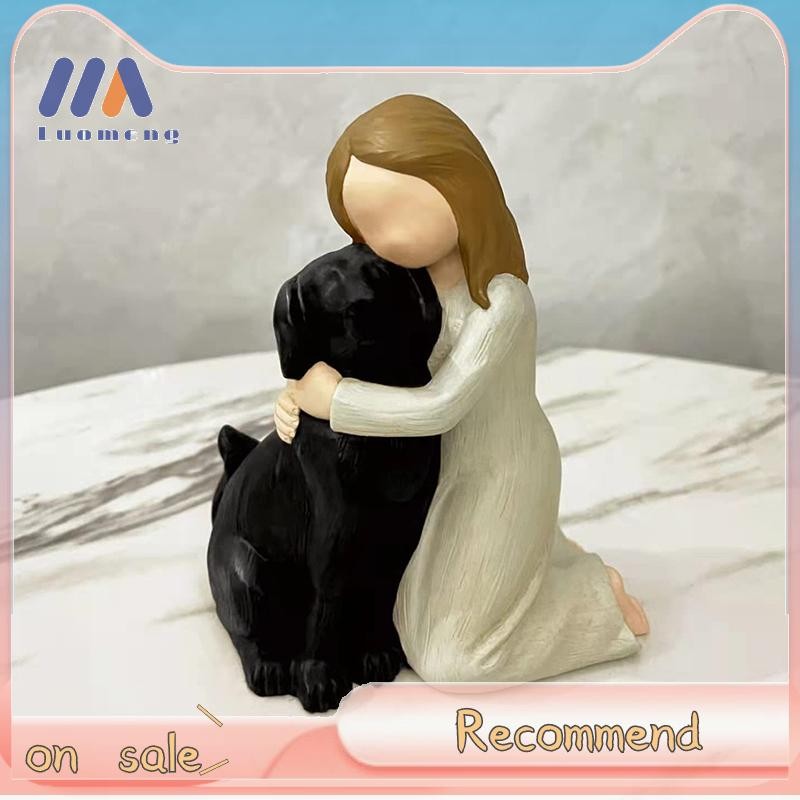 Luo-meng Love My Black Dog Figurines รูปปั้นสุนัขสีดํา Angel มิตรภาพ Remembrance ของขวัญ Office Home Desktop Decor ของขวัญสําหรับสุนัขคนรัก Nice