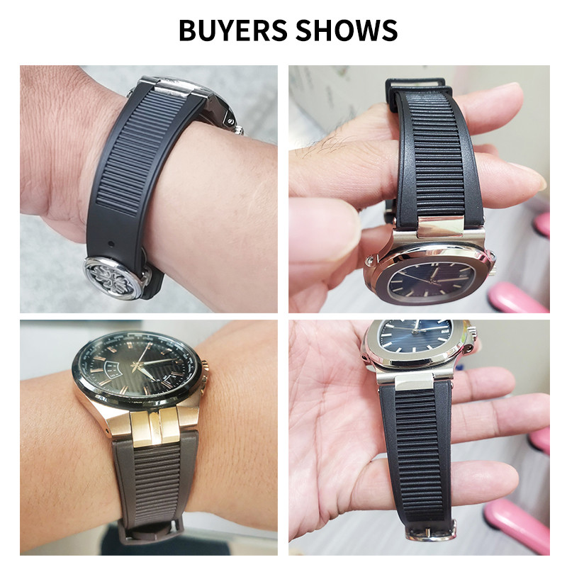 25 มม.คุณภาพสูงนาฬิกายางสร้อยข้อมือสายยางสําหรับ Patek Philippe Nautilus สายนาฬิกาซิลิโคน 5711 5712 5726 เฉพาะ Notch สายนาฬิกาผู้ชายสายกันน้ํา