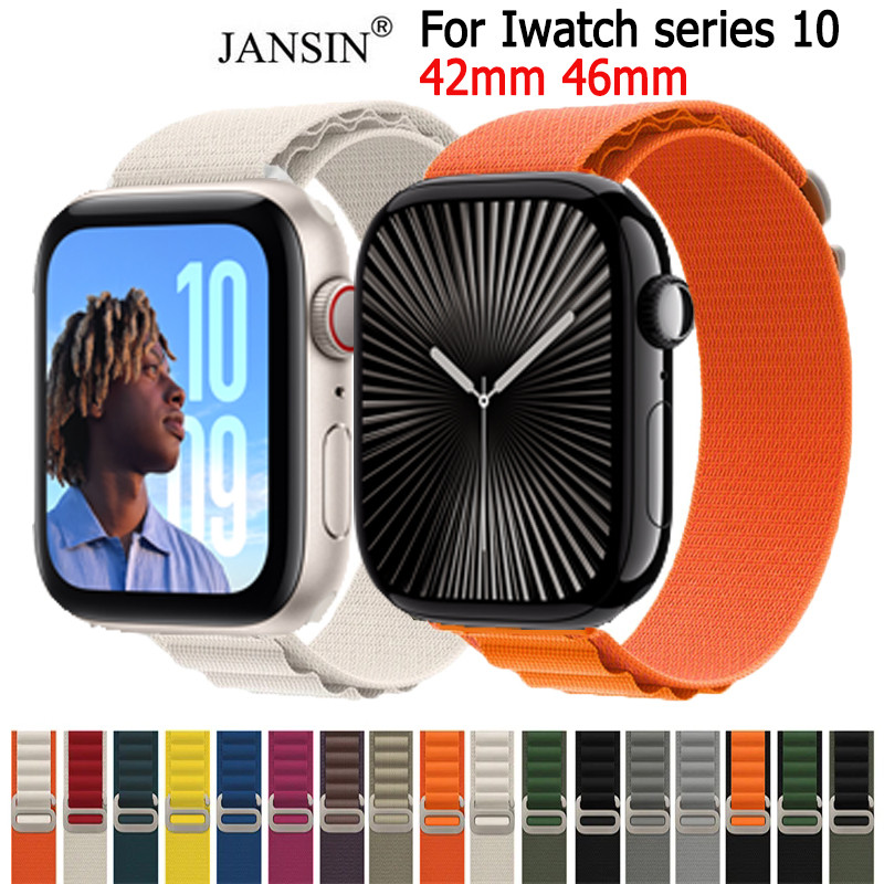 jansin สาย iwatch series 10 adjustable alpine สายรัดข้อมือไนลอน สำหรับ iwatch series 10 42มม 46มม