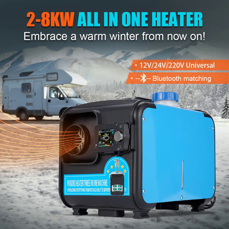 12V/24V/220V 1-8KW Portable All In One Diesel Air Heater LCD bluetooth App For Garage Car Heating Fa