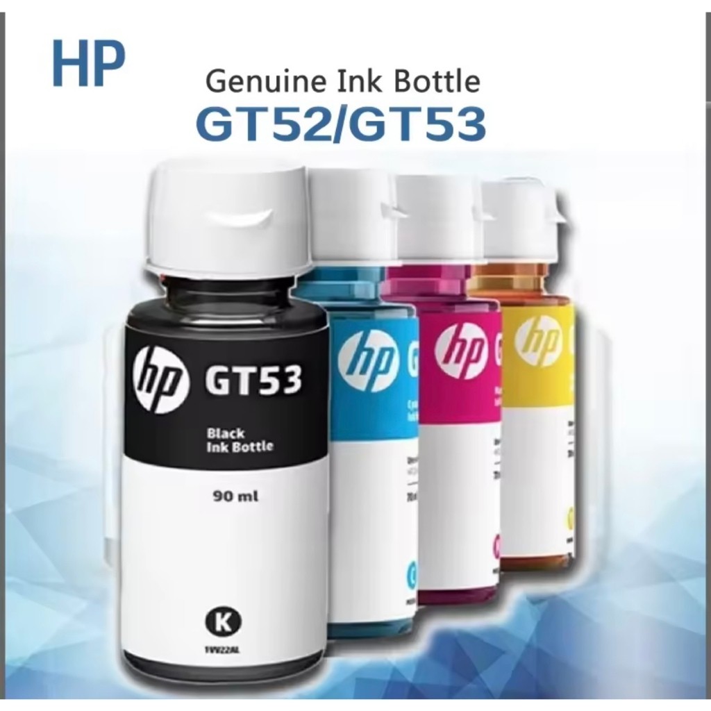 หมึกแท้ HP GT53 สีดำ Black ขนาด 90 Ml. , GT52 สี C, M, Y สีละ 70 Ml. ของแท้ 100 %