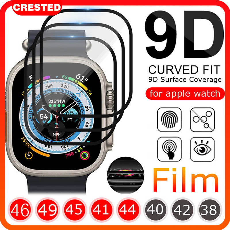 ฟิล์มกระจกนิรภัยสำหรับ Apple Watch Series 10 9 8 7 6 5 4 3 ULTRA 2 SE HD hydrogel สำหรับ iWatch 49 38 40 42 44 46 45มม.
