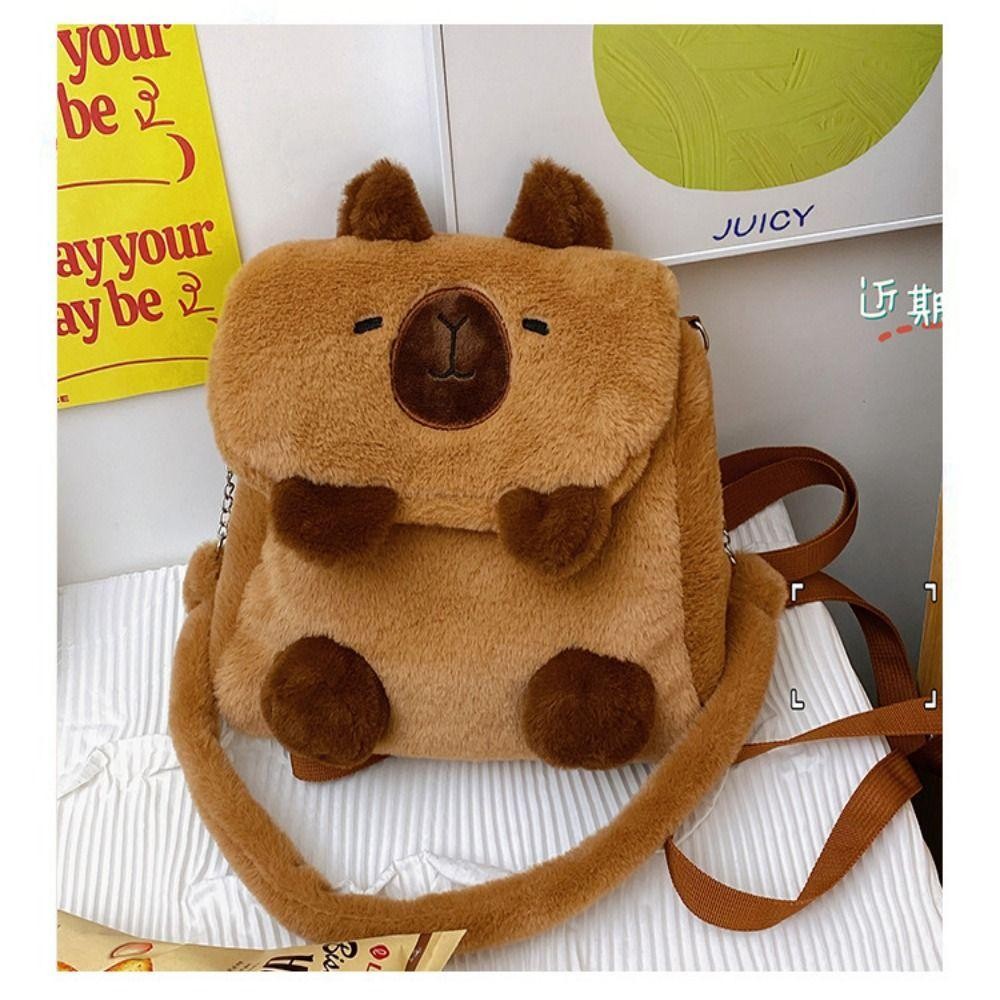 Sevenhalf Capybara Crossbody Bag, Kawaii Siamese Cat Plush Backpack, Gift Cartoon Animal Plush Bear Flip Cover Cartoon Shoulder Bag Girls - รูปที่ 2