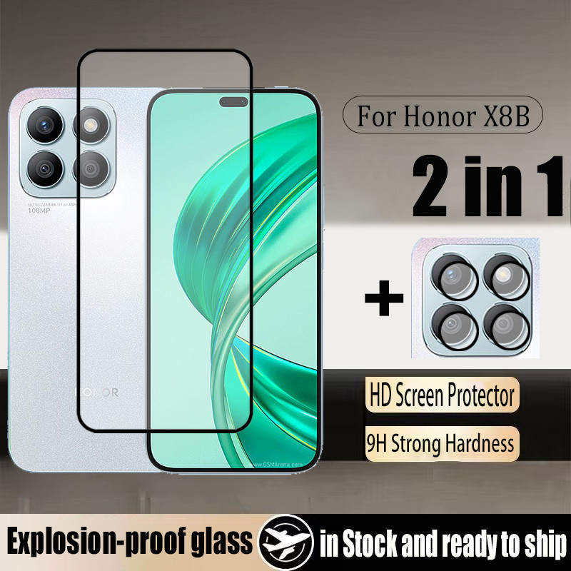 Honor X8b 2 in 1 กระจกนิรภัยป้องกันหน้าจอสําหรับ Honor X8b X7b 4G แก้วป้องกันฟิล์มและกล้องเลนส์ฟิล์ม