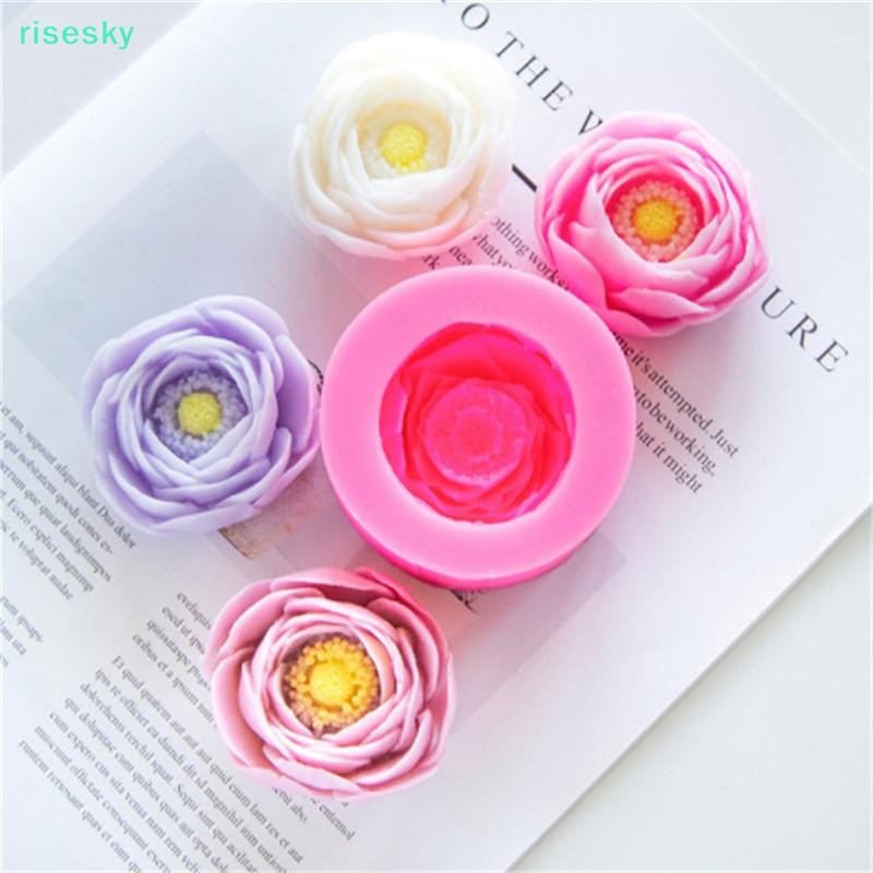 [risesky] Peony Flower สบู่ทํามือแม่พิมพ์ซิลิโคนทําแม่พิมพ์ตกแต่งเค้กฟองดอง