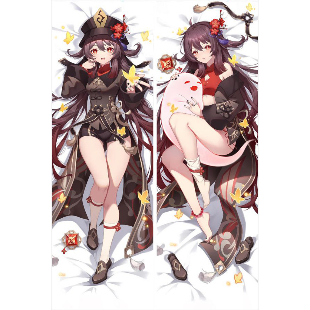 Genshin Impact Hu Tao Dakimakura หมอนกอดน่ารักอะนิเมะ Fullbody หมอนสองด้านผ้าปูที่นอนปลอกหมอน
