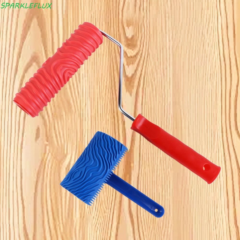 ประกายไฟ ลูกกลิ้งทาสี, แปรงกลิ้ง Empaistic ยาง, DIY รูปแบบไม้ทนทานนูน Graining Painting Tool Shop