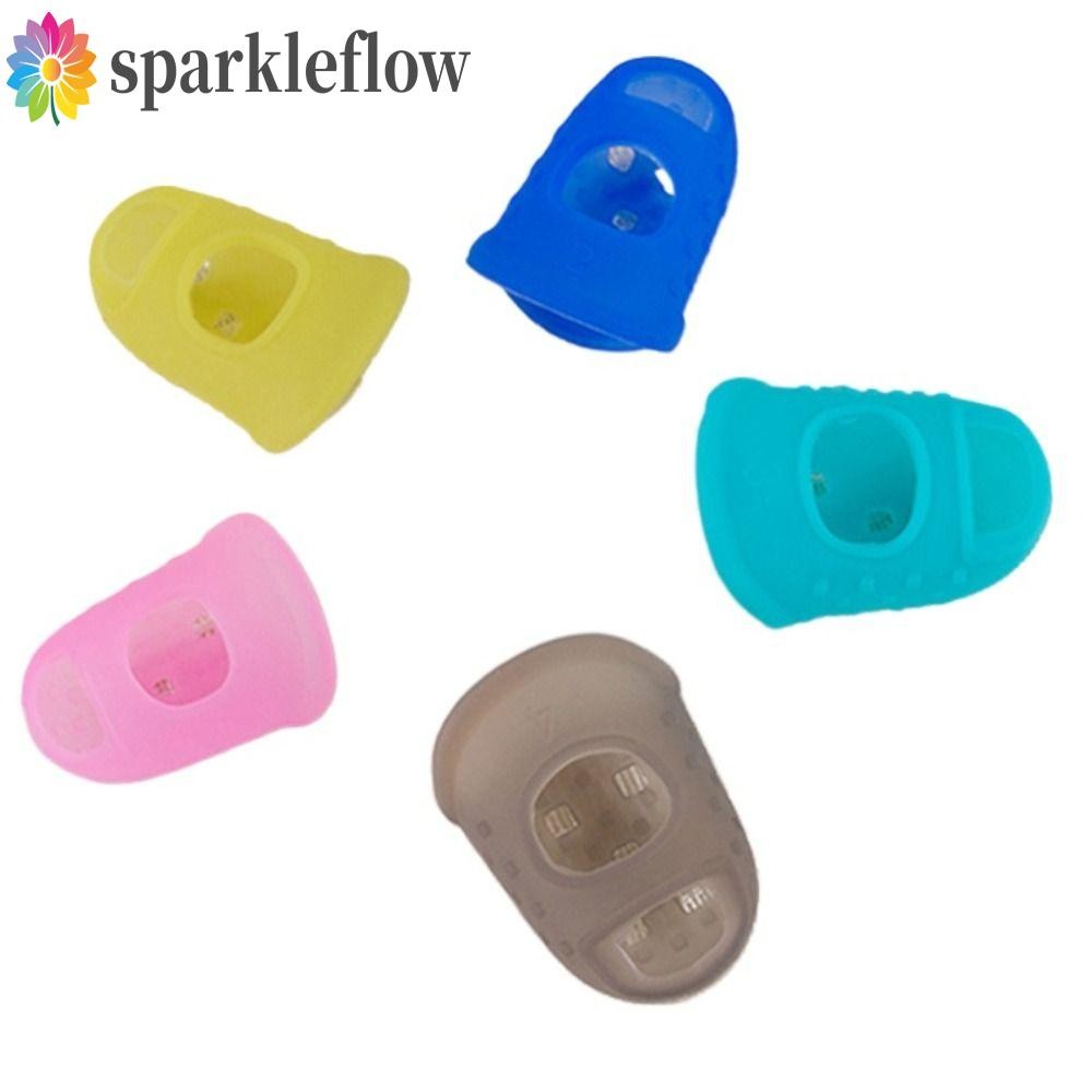 Sparkleflow 10pcs กีตาร์ปลายนิ้ว Protectors,ลื่น Breathable ซิลิโคนนิ้วมือ Guards, Confidence สีทึบยาง Thimble DIY Craft ถุงมือกีตาร์นิ้วมือ Ukulele