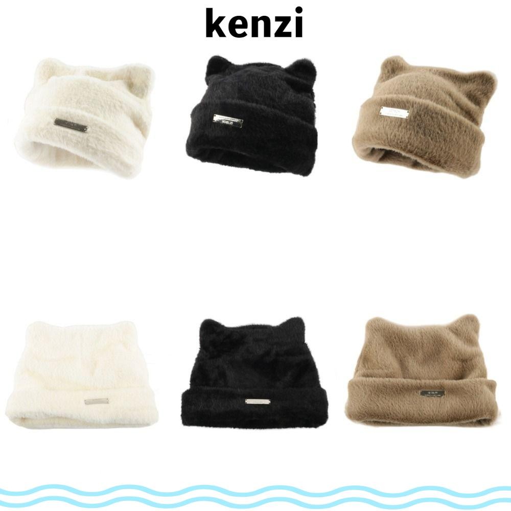 Kenzi หมวกอบอุ่น, หูแมวเผยใบหน้าหมวกถักขนาดเล็ก, น่ารักระบายอากาศเลียนแบบมิงค์ขนสัตว์ป้องกันแสงแดดหมวกเย็นผู้หญิง