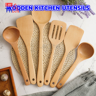 LerThai พลั่วทำอาหาร จับกระชับมือ ไม้พายทนความร้อน ทำจากไม้ธ…