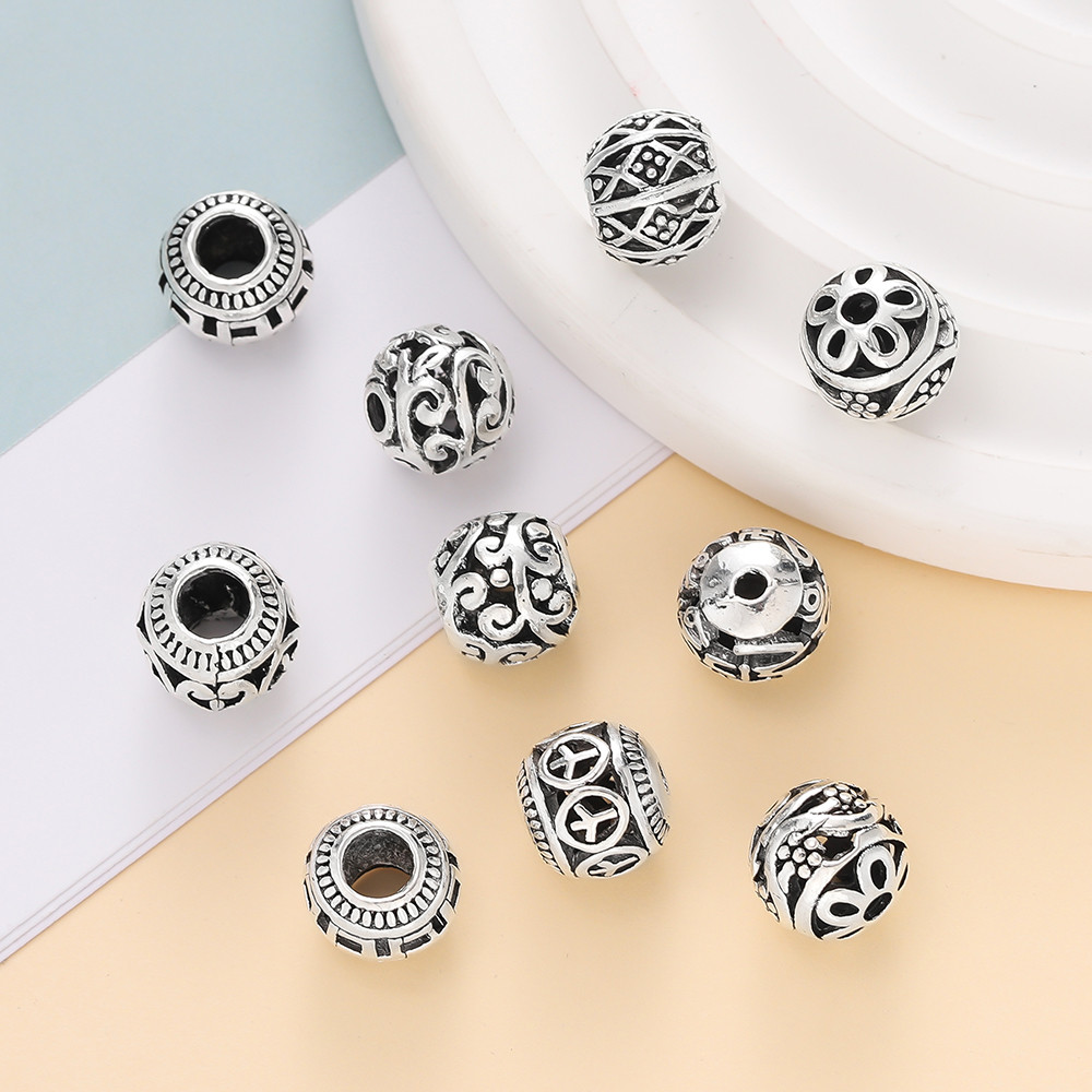 St. kunkka 5 ชิ้นโลหะผสม Spacer ลูกปัดผสม Retro Hollow รูปแบบหลวมลูกปัดสําหรับ DIY ของขวัญสร้อยข้อมือสร้อยคอทํา