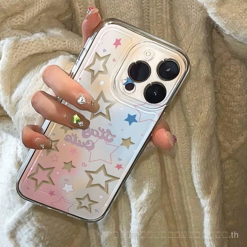 ดาวไล่ระดับเข้ากันได้กับ Apple 15เคสโทรศัพท์มือถือ14PROMAX 13/12โปร่งใส11/16ฉลุลาย xrxs หญิง8/7P
