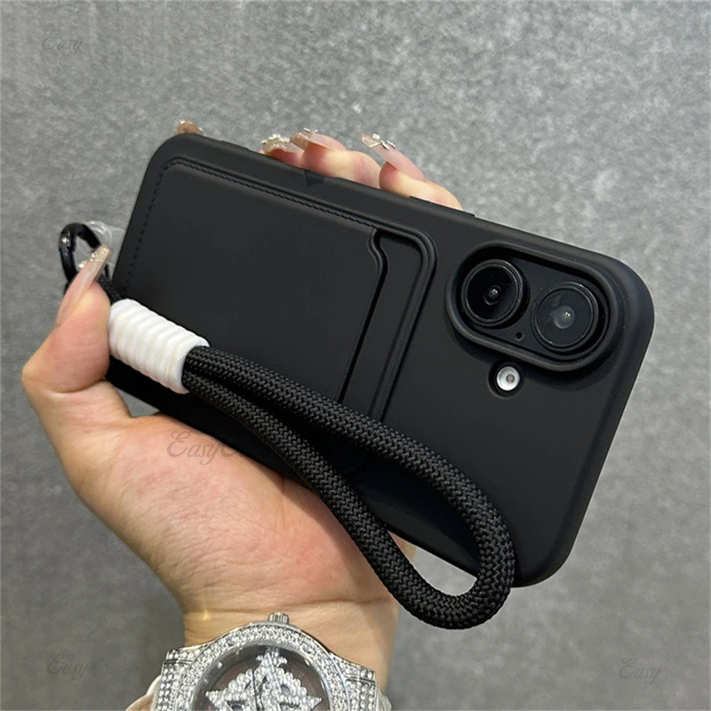 สายรัดข้อมือกระเป๋าสตางค์ไนลอนสําหรับ iPhone 13 15 16 Pro Max 11 12 14 Plus X XS XR