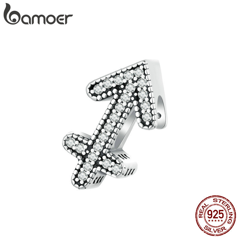 Bamoer 925 เงินสเตอร์ลิง Sliver สร้อยคอ Sagitarius Lucky Constellation ลูกปัดออกแบบ DIY ง่ายสําหรับส