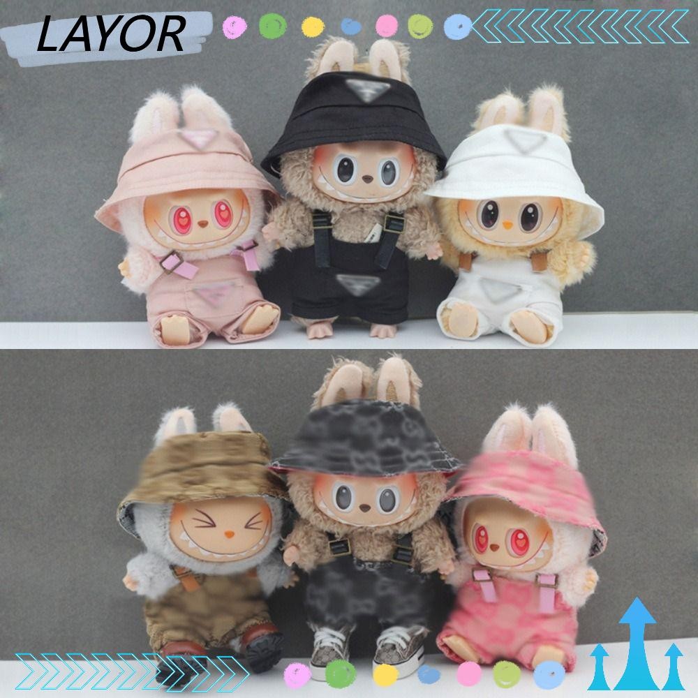 Lay Labubu Strap Pants, 17CM Labubu Handmade Doll Rompers, แฟชั่นเปลี่ยนตุ๊กตา DIY ใส่ตุ๊กตาผ้าฝ้าย 10 ซม.