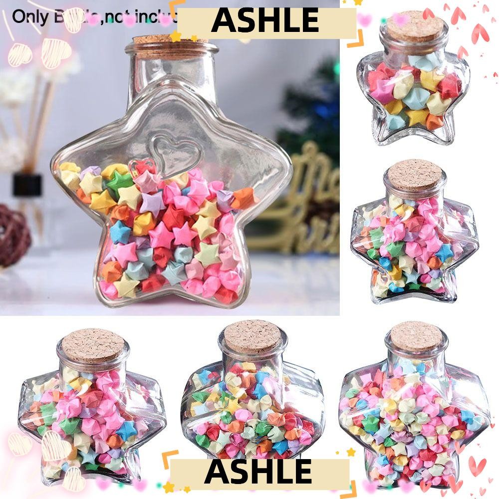 Ashle Wishing Bottle, Craft Origami Stars Glass Bottle, Mini Stars Shape Pentagram Storage Bottle Ho