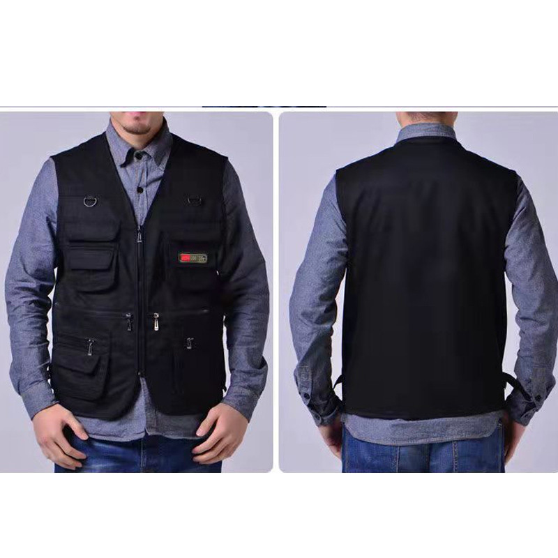 เสื้อกั๊กหลายกระเป๋าสําหรับผู้ชาย,เสื้อแจ็คเก็ตซิป,เสื้อลําลองฤดูใบไม้ผลิและฤดูใบไม้ร่วง เอ็กแอล-4เอ็กแอล!