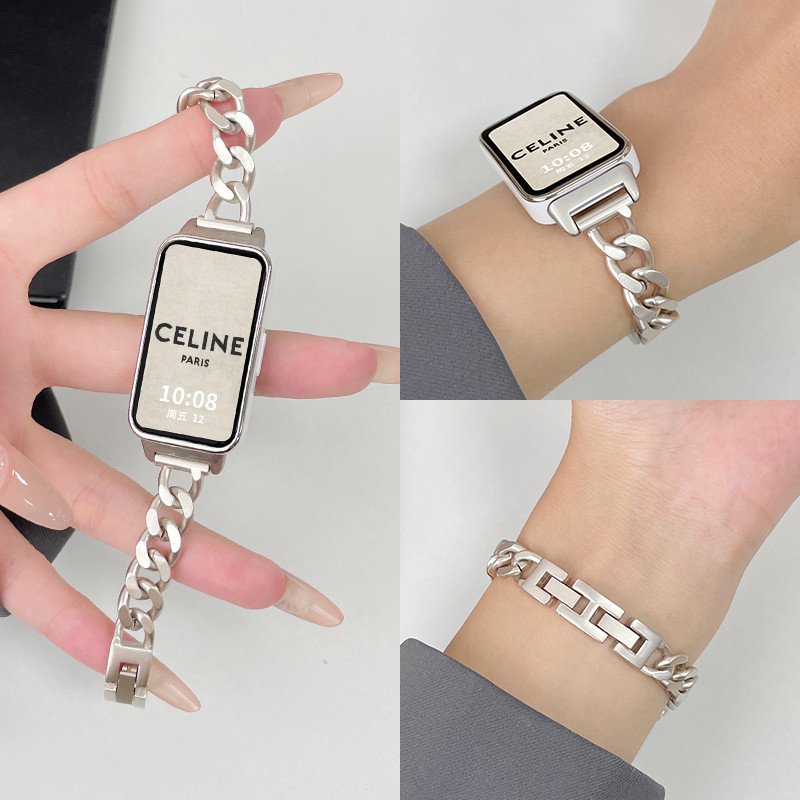 MIJOBS สายรัดข้อมือแบบมิลานสำหรับ Redmi Band 2 3 สายรัดโลหะสำหรับ Mi Band 9 Active Xiaomi Smart Band 8 Active สายรัดข้อมือสแตนเลสสำหรับผู้ชายผู้หญิง สายนาฬิกาเสริมแบบเปลี่ยนได้