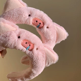 ใหม่น่ารักหมูสีชมพูการ์ตูนตุ๊กตาคาดศีรษะผมวงเครื่องประดับผม