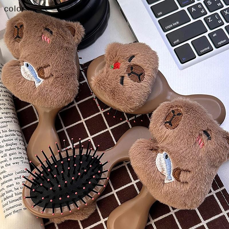[สี] น่ารัก Capybara หวีสุภาพสตรีถุงลมนิรภัยแบบพกพาหวี Capybara Air Cushion หัวนวดหวีสําหรับสาวเด็กจัดแต่งทรงผมอุปกรณ์เสริมเครื่องมือ TH