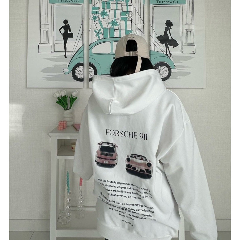 Porsche 911 Fleece Hoodie คุณภาพสูง 2 ชั้นเสื้อแจ็คเก็ตสําหรับผู้ชายและผู้หญิง Boxy รูปแบบแขนยาว Unisex สไตล์เกาห Unis
