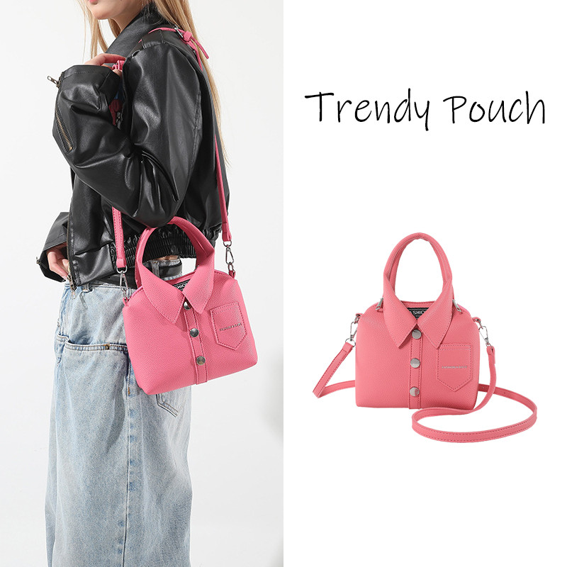 TRENDY POUCH กระเป๋าถือแฟชั่นใหม่ต่างประเทศพรีเมี่ยมเนื้อคมชัดสีกระเป๋าสะพายไหล่สบายๆ