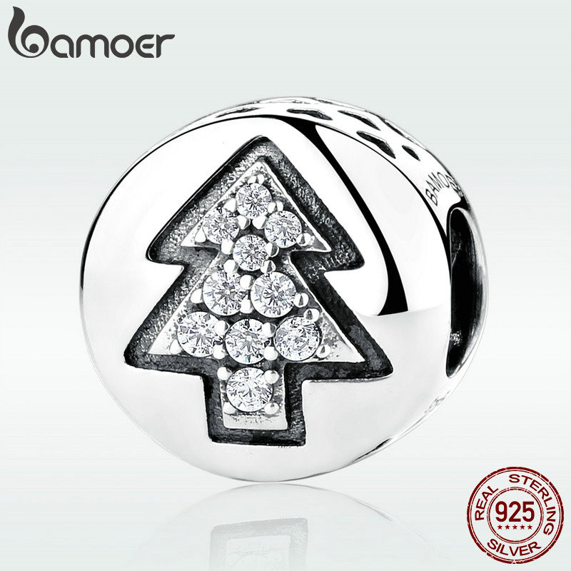 Bamoer S925 Charm การออกแบบต้นคริสต์มาส DIY สําหรับสร้อยข้อมือของขวัญสําหรับผู้หญิง SCC064