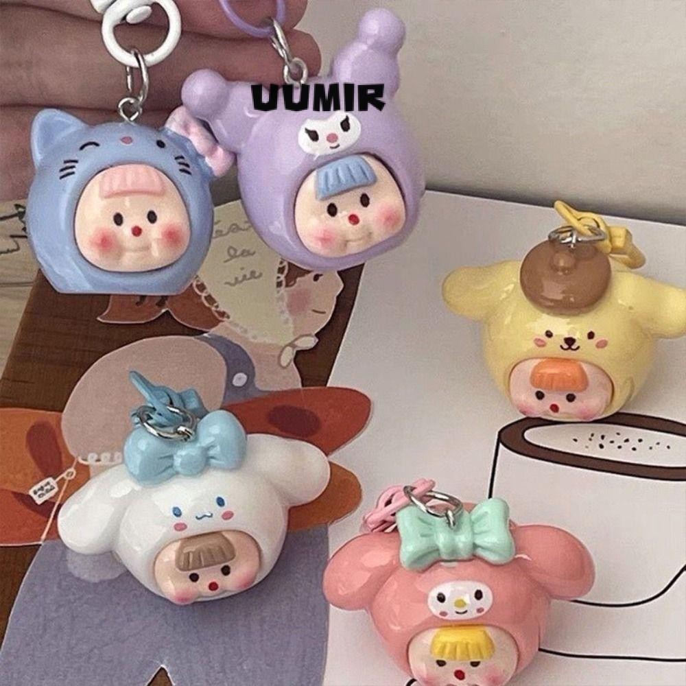Uumir พวงกุญแจ Sanrio, พวงกุญแจกระเป๋านักเรียนสร้างสรรค์ Kuromi Hello Kitty, การ์ตูนแขวนตกแต่งจี้กระเป๋าเป้สะพายหลังเด็ก