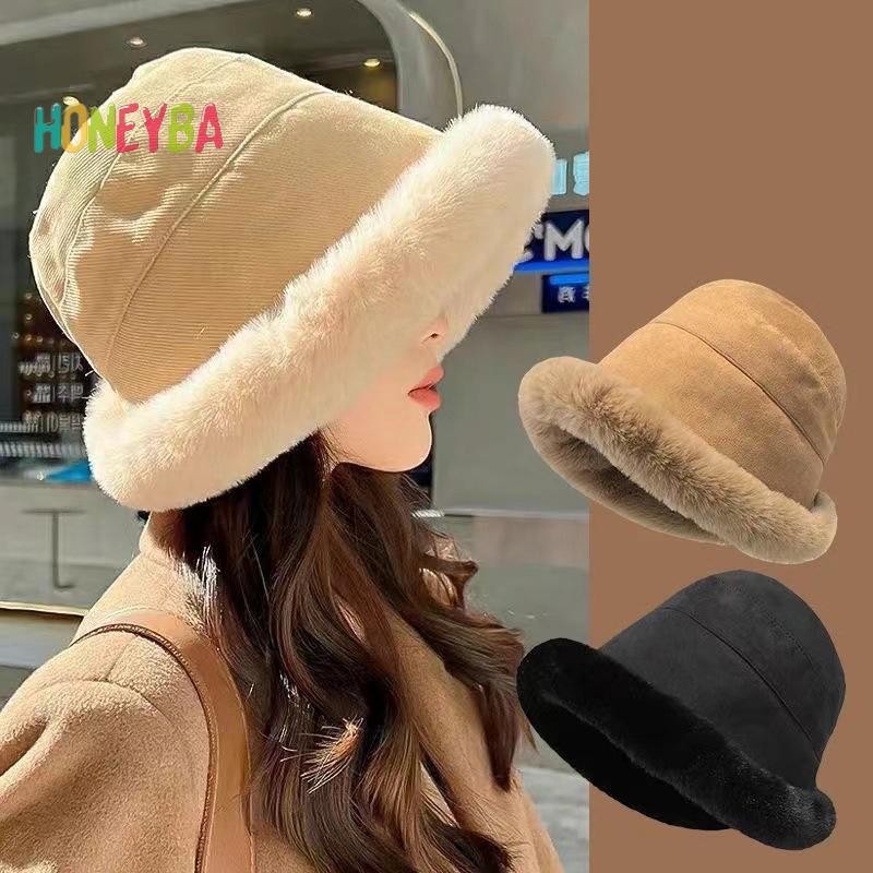 <Honeyba>นุ่มหนาPlushฤดูหนาวหมวกแฟชั่นกลางแจ้งWarm Beaniesหมวกชาวประมงหมวกแนวโน้มแฟชั่นสุภาพสตรีwindproofปานามาหมวกnice