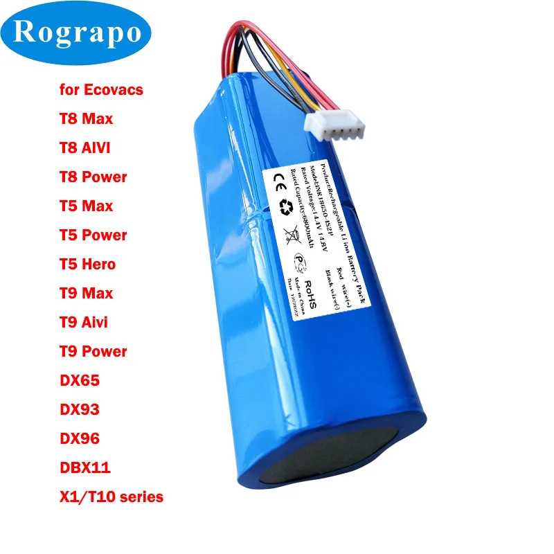 แบตเตอรี่ 6500mAh สําหรับ Ecovacs Deebot 920 950 T5 Max Power Hero,T8 Max, T8 Aivi, T8 Power, X1/T10 Series