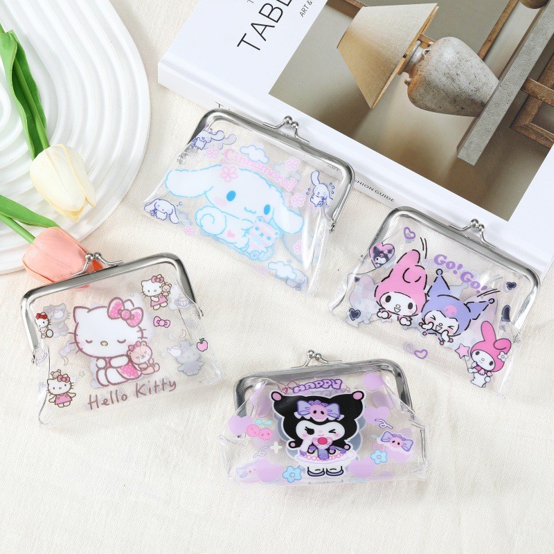 Yadou Sanrio กระเป๋าใส่เหรียญใสพิมพ์ลาย KT การ์ตูนน่ารักสําหรับเด็ก