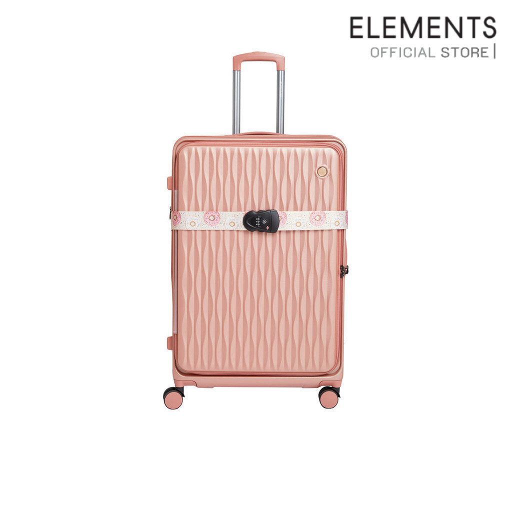 ELEMENTS สายรัดกระเป๋าเดินทางกุญแจล็อคTSA ปรับความยาวได้ใช้กับกระเป๋าเดินทางทุกประเภท ลายสุนัขสีชมพู