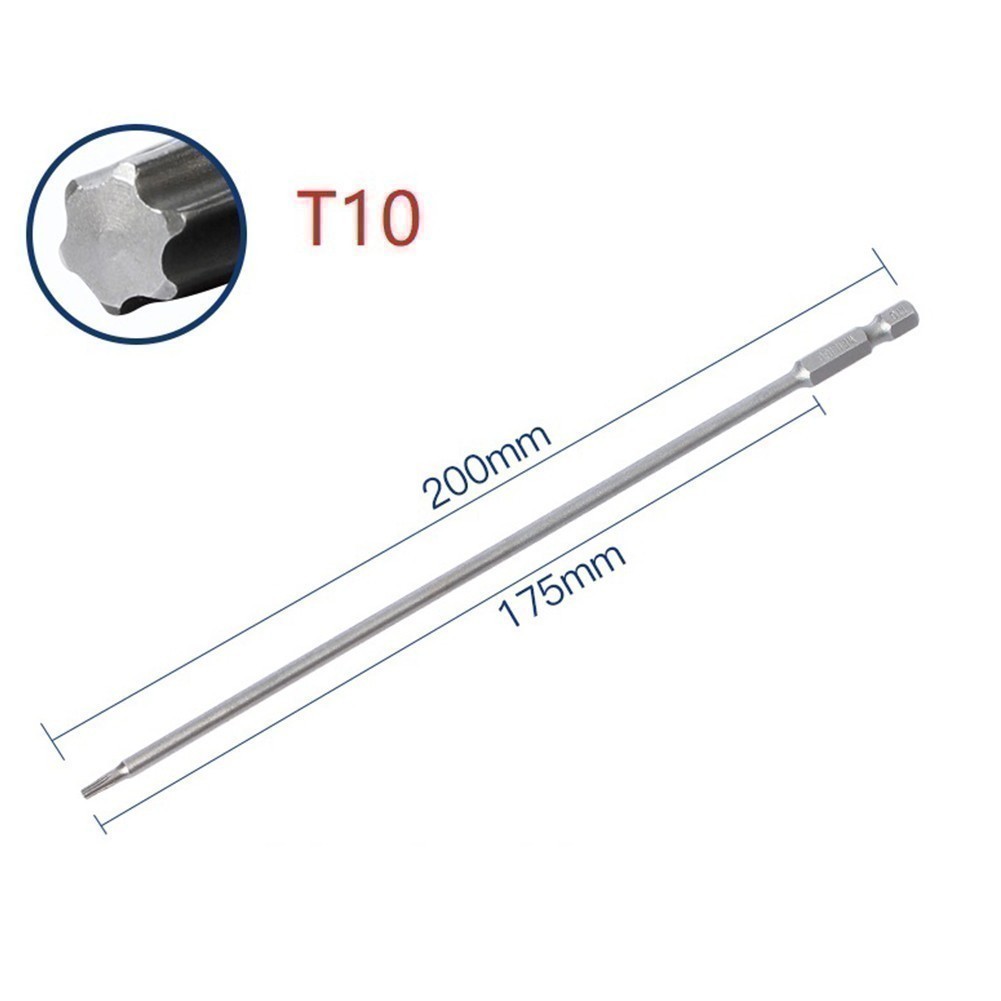 Bestshe- ดอกไขควงแม่เหล็ก โลหะผสมเหล็ก T10 T15 T20 T25 T27 T30 200 มม. 1/6 ชิ้น