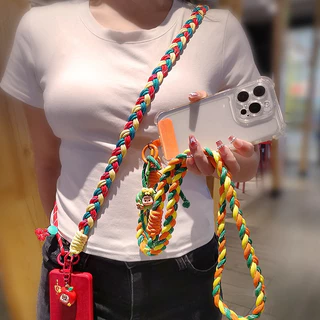 อิน ยาว กระเป๋าสะพายข้าง ปรับเคสโทรศัพท์สร้างสรรค์เชือกแขวน โดปามีน หางม้าหนาทอกล้องถ้วยอุปกรณ์กุญแจแขวนของขวัญ