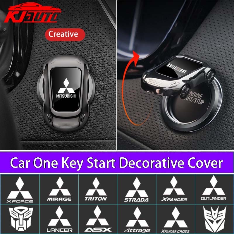 Mitsubishi รถ One-Click ปุ่มสตาร์ทสติกเกอร์ตกแต่งสังกะสีอัลลอยด์ Protector สําหรับ Ralliart Xforce Mirage G4 Triton L200 Xpander Lancer ASX Attrage Eclipse Pajero