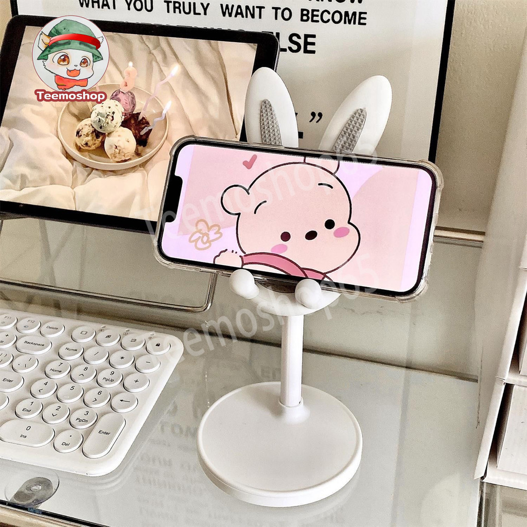 ที่วางกระต่ายการ์ตูนน่ารักขาตั้งโทรศัพท์มือถือแบบพกพาแท็บเล็ตรองรับเดสก์ท็อป ผู้ถือโทรศัพท์มือถือ