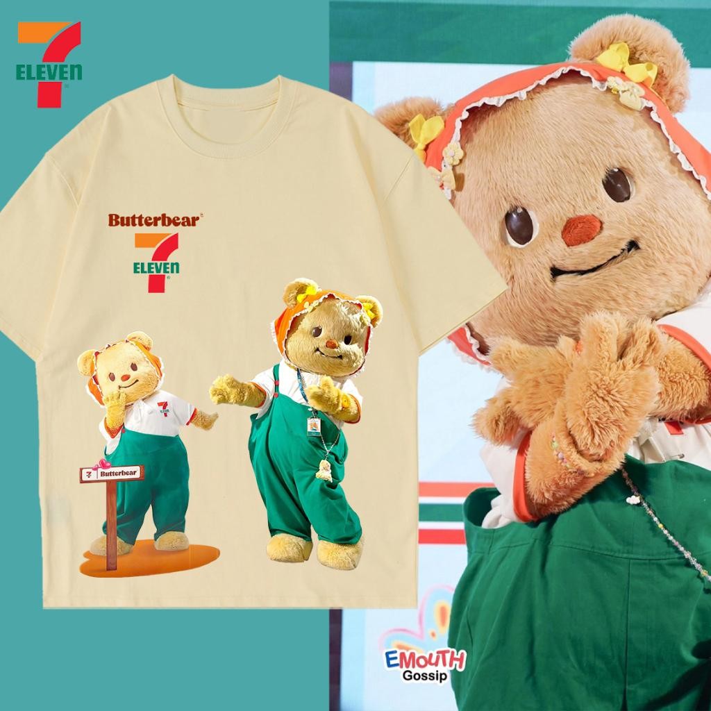 พร้อมส่ง 2025 เสื้อน้องหมีเนย หมีเนย  7 11 Seven Eleven x Butterbear T-Shirt ผ้าCotton 100% ใส่สบาย 