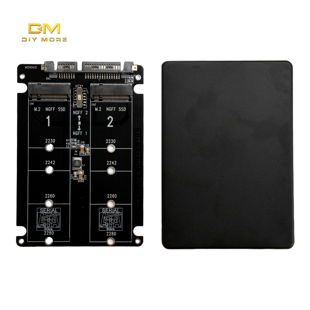 Diymore dual port NGFF โซลิดสเตตไปยังบอร์ดอะแดปเตอร์พอร์ตอนุกรม SATA, อะแดปเตอร์ M.2 เป็น SATA 3.0 คู่