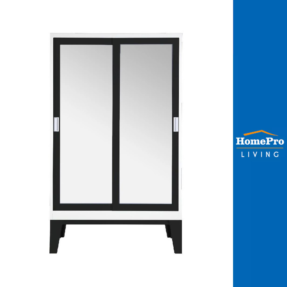 สินค้าขายดี[จัดส่งพร้อมประกอบ] HomePro ตู้เสื้อผ้าบานเลื่อนกระจก WD-05 สีดำ แบรนด์ KIOSKสินค้าจัดส่ง