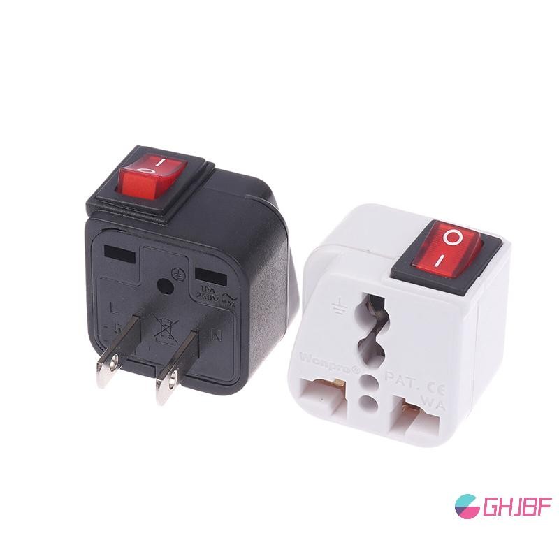 Ghjbf] US 2 Flip Plug Adapter Converter AC100~250V 10A พร้อมหลักเปิด/ปิดสวิทช์ LED ตัวบ่งชี้ WSA-6 ปลั๊กไฟฟ้าอะแดปเตอร์ Ssnckn