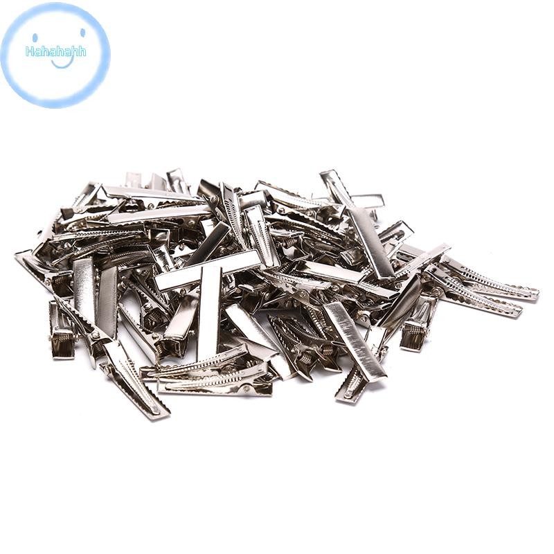Haha 100 ชิ้นกิ๊บสีดําเดี่ยวง่ามจระเข้ Hairpin Blank Setting กิ๊บติดผม TH