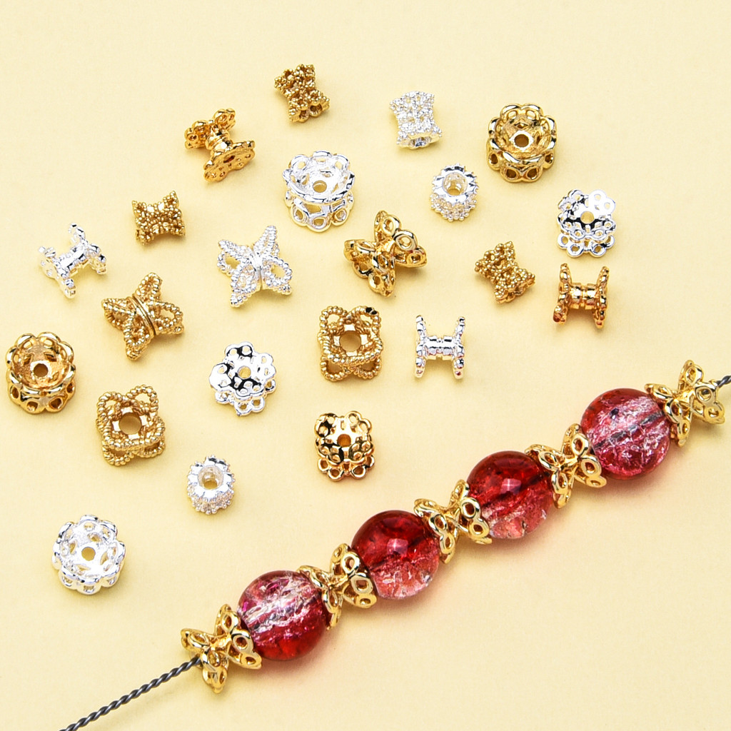 ลูกปัดโลตัส 18K .gold-plated ขนาด 6.5x5 มม.,ไม่ซีดจาง ไม่อันตรายต่อผิว สำหรับทำสร้อยข้อมือและสร้อยคอมือเอง