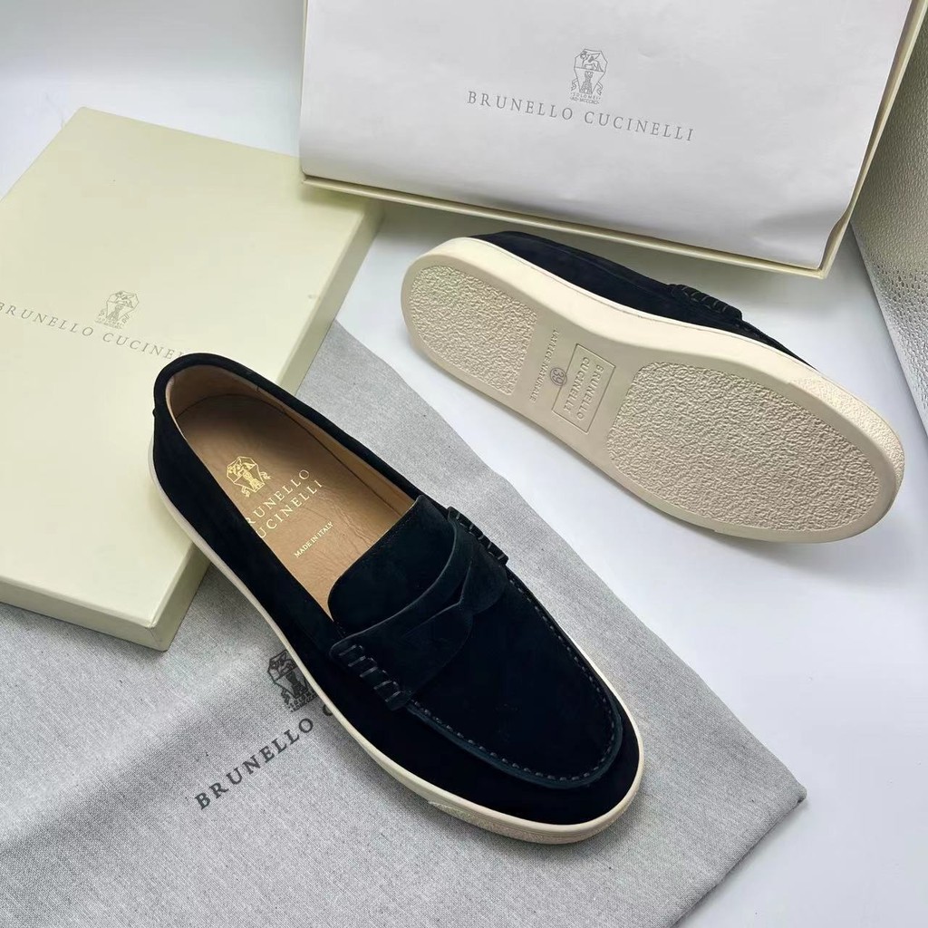 รองเท้าโลฟเฟอร์Brunello Cucinelli หนังแท้ สไตล์คลาสสิกสำหรับผู้ชาย