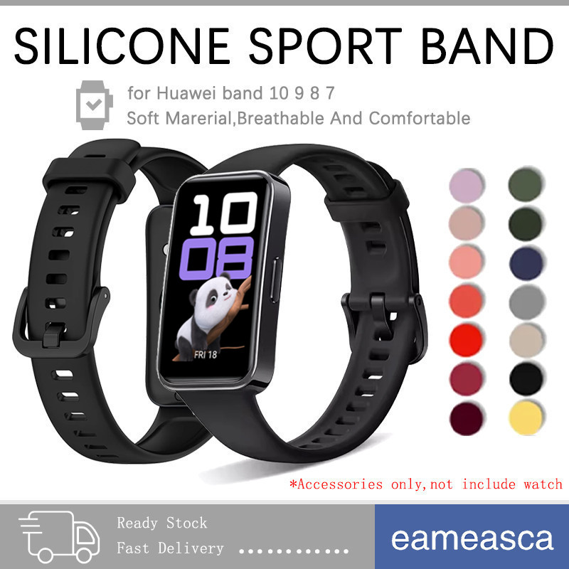 ซิลิโคนนุ่มกีฬาสายคล้องคอ for Smartwatch Huawei Band 10 9 8 7 6 6 Pro เปลี่ยนอุปกรณ์เสริมสายพานยาง for Honor Band 6 – โปรปัง