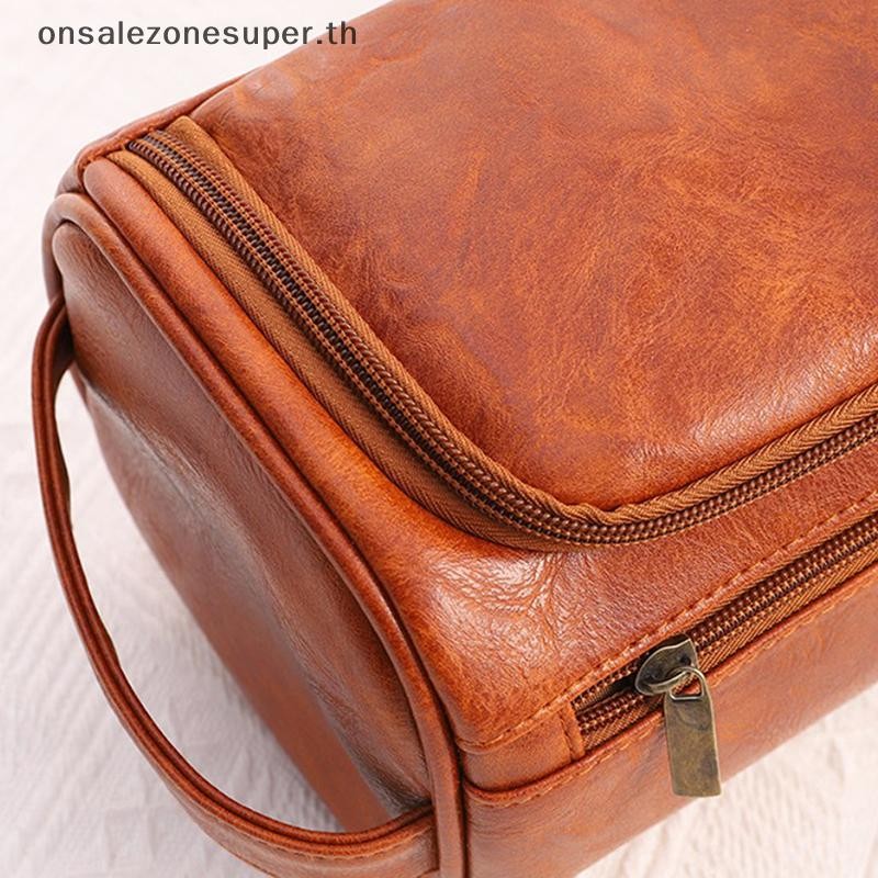 Ons Men Vintage Luxury Toiletry Bag Travel Essential Business Cosmetic Makeup Cases Male Hanging Storage Organizer Wash Bags ที่